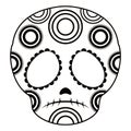 Outline of a sad mexican skull cartoon