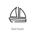 outline sail boat vector icon. isolated black simple line element illustration from transport concept. editable vector stroke sail