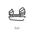 outline sail vector icon. isolated black simple line element illustration from asian concept. editable vector stroke sail icon on