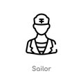 outline sailor vector icon. isolated black simple line element illustration from nautical concept. editable vector stroke sailor