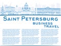 Outline Saint Petersburg skyline with blue landmarks Royalty Free Stock Photo