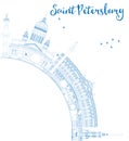 Outline Saint Petersburg skyline with blue landmarks Royalty Free Stock Photo