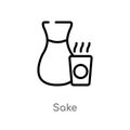 outline sake vector icon. isolated black simple line element illustration from food concept. editable vector stroke sake icon on