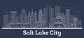 Outline Salt Lake City Utah City Skyline with White Buildings Royalty Free Stock Photo