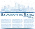 Outline Salvador de Bahia City Skyline with Blue Buildings and C