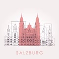 Outline Salzburg skyline with landmarks.