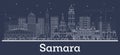 Outline Samara Russia City Skyline with White Buildings