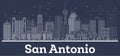 Outline San Antonio Texas City Skyline with White Buildings Royalty Free Stock Photo