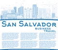 Outline San Salvador Skyline with Blue Buildings and Copy Space.