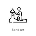 outline sand art vector icon. isolated black simple line element illustration from activity and hobbies concept. editable vector Royalty Free Stock Photo