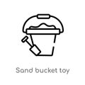 outline sand bucket toy vector icon. isolated black simple line element illustration from toys concept. editable vector stroke Royalty Free Stock Photo