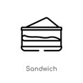 outline sandwich vector icon. isolated black simple line element illustration from hotel and restaurant concept. editable vector