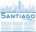 Outline Santiago Chile Skyline with Blue Buildings and Copy Space. Royalty Free Stock Photo