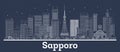 Outline Sapporo Japan City Skyline with White Buildings