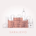 Outline Sarajevo skyline with landmarks.