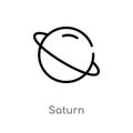 outline saturn vector icon. isolated black simple line element illustration from astronomy concept. editable vector stroke saturn Royalty Free Stock Photo