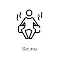 outline sauna vector icon. isolated black simple line element illustration from beauty concept. editable vector stroke sauna icon