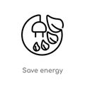 outline save energy vector icon. isolated black simple line element illustration from ecology concept. editable vector stroke save