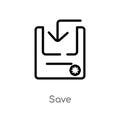 outline save vector icon. isolated black simple line element illustration from user interface concept. editable vector stroke save