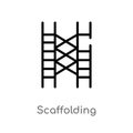 outline scaffolding vector icon. isolated black simple line element illustration from construction and tools concept. editable