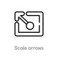 outline scale arrows vector icon. isolated black simple line element illustration from user interface concept. editable vector Royalty Free Stock Photo