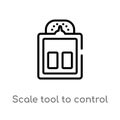 outline scale tool to control body weight standing on it vector icon. isolated black simple line element illustration from medical