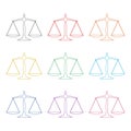 Outline scales of justice color icon set for web design isolated on white background Royalty Free Stock Photo