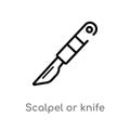 outline scalpel or knife medical surgery cutting tool vector icon. isolated black simple line element illustration from medical Royalty Free Stock Photo