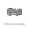 outline school bus empty vector icon. isolated black simple line element illustration from transport concept. editable vector Royalty Free Stock Photo