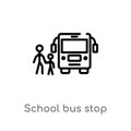 outline school bus stop vector icon. isolated black simple line element illustration from transport concept. editable vector