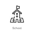 outline school vector icon. isolated black simple line element illustration from education 2 concept. editable vector stroke Royalty Free Stock Photo