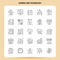 OutLine 25 Science And Technology Icon set. Vector Line Style Design Black Icons Set. Linear pictogram pack. Web and Mobile Royalty Free Stock Photo