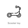 outline scooter toy vector icon. isolated black simple line element illustration from toys concept. editable vector stroke scooter