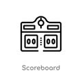 outline scoreboard vector icon. isolated black simple line element illustration from football concept. editable vector stroke