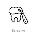 outline scraping vector icon. isolated black simple line element illustration from dentist concept. editable vector stroke