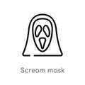 outline scream mask vector icon. isolated black simple line element illustration from logo concept. editable vector stroke scream Royalty Free Stock Photo