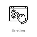 outline scrolling vector icon. isolated black simple line element illustration from web hosting concept. editable vector stroke