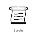 outline scrolls vector icon. isolated black simple line element illustration from asian concept. editable vector stroke scrolls