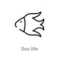 outline sea life vector icon. isolated black simple line element illustration from food concept. editable vector stroke sea life Royalty Free Stock Photo