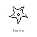 outline sea star vector icon. isolated black simple line element illustration from summer concept. editable vector stroke sea star Royalty Free Stock Photo