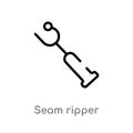 outline seam ripper vector icon. isolated black simple line element illustration from sew concept. editable vector stroke seam Royalty Free Stock Photo