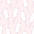 Outline seamless pattern with hand drawn fruity ice cream Royalty Free Stock Photo