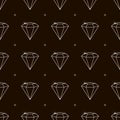 Outline Seamless pattern jewelry with precious stones, diamonds, vector illustration Royalty Free Stock Photo