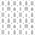 Outline seamless pattern with old historical buildings Royalty Free Stock Photo