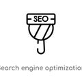 outline search engine optimization vector icon. isolated black simple line element illustration from technology concept. editable