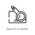 outline search in folder vector icon. isolated black simple line element illustration from user interface concept. editable vector