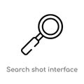 outline search shot interface with a magnifier tool vector icon. isolated black simple line element illustration from user