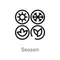 outline season vector icon. isolated black simple line element illustration from nature concept. editable vector stroke season