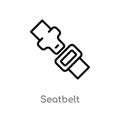 outline seatbelt vector icon. isolated black simple line element illustration from transport concept. editable vector stroke
