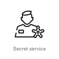 outline secret service vector icon. isolated black simple line element illustration from job profits concept. editable vector Royalty Free Stock Photo